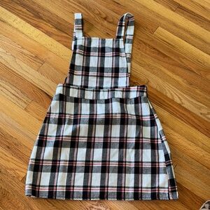 Plaid overall dress